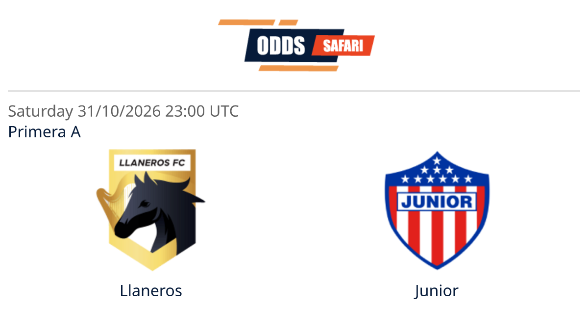 Odds comparison for Llaneros - Junior / Primera A Soccer at 31/10/26 ...