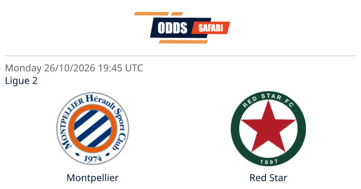 Odds comparison for Montpellier - Red Star / Ligue 2 Soccer at 26/10/26 ...
