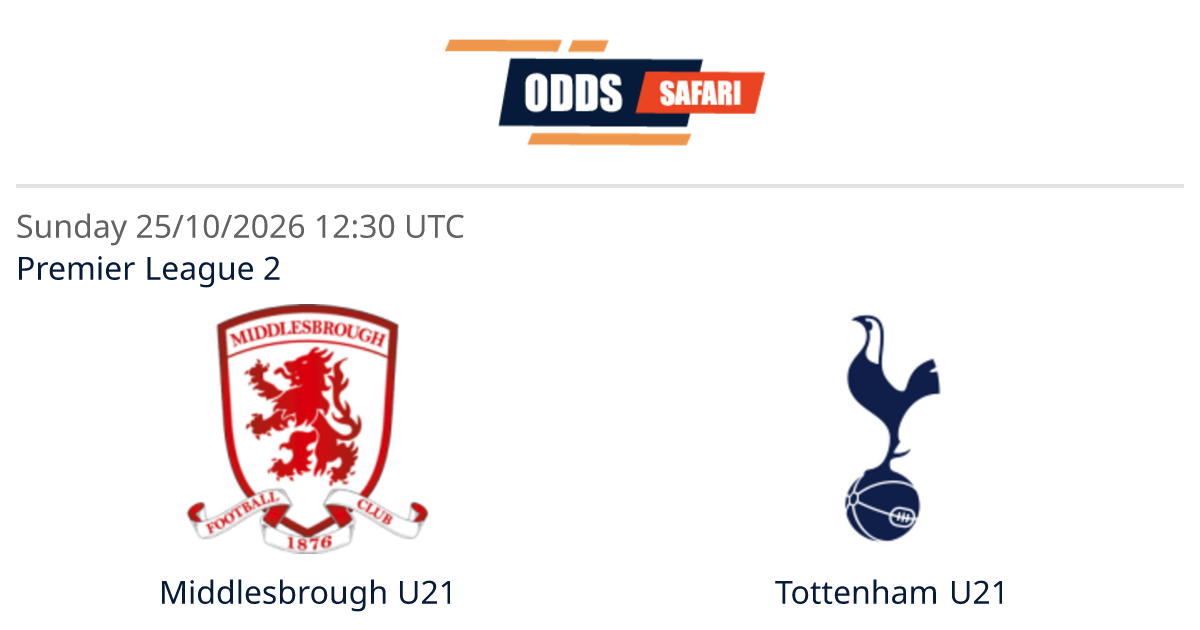 Odds comparison for Middlesbrough U21 - Tottenham U21 / Premier League ...