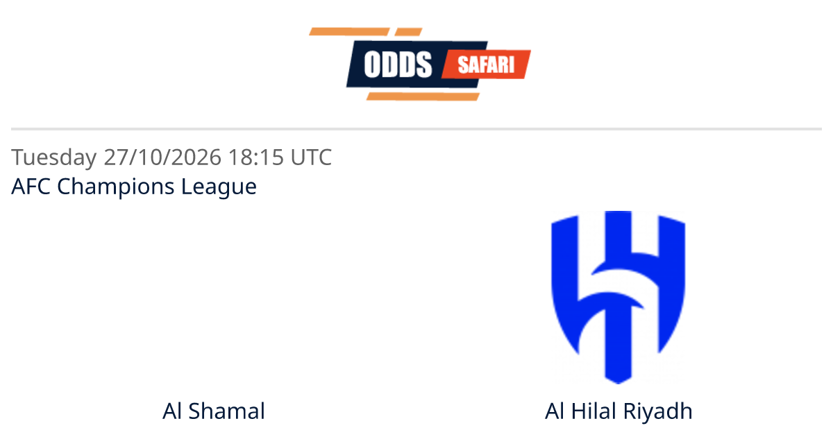 Odds comparison for Al Shamal - Al Hilal Riyadh / AFC Champions League ...