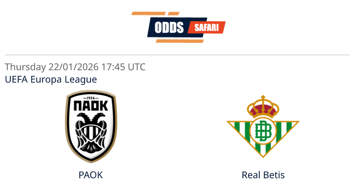 Odds comparison for PAOK - Real Betis / UEFA Europa League Soccer at 22 ...