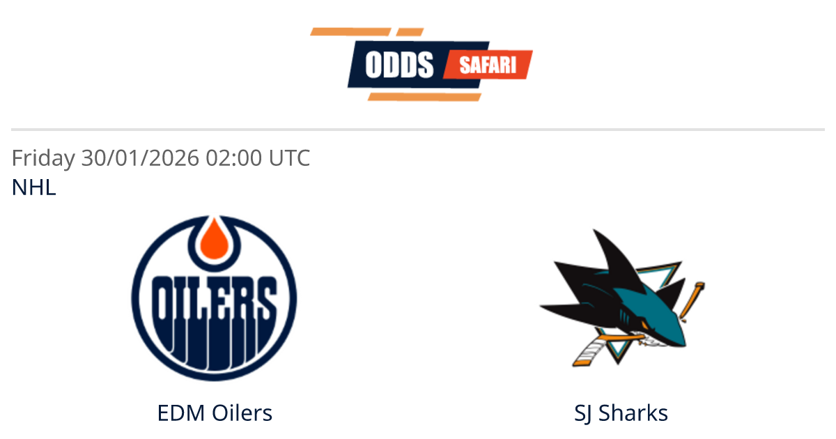 Odds comparison for EDM Oilers - SJ Sharks / NHL Ice Hockey at 30/01/26 ...