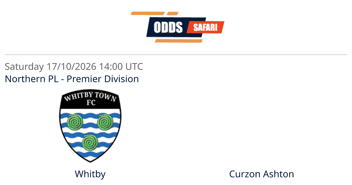 Odds comparison for Whitby - Curzon Ashton / Northern PL - Premier ...
