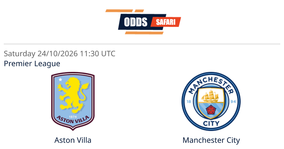 Odds comparison for Aston Villa - Manchester City / Premier League ...