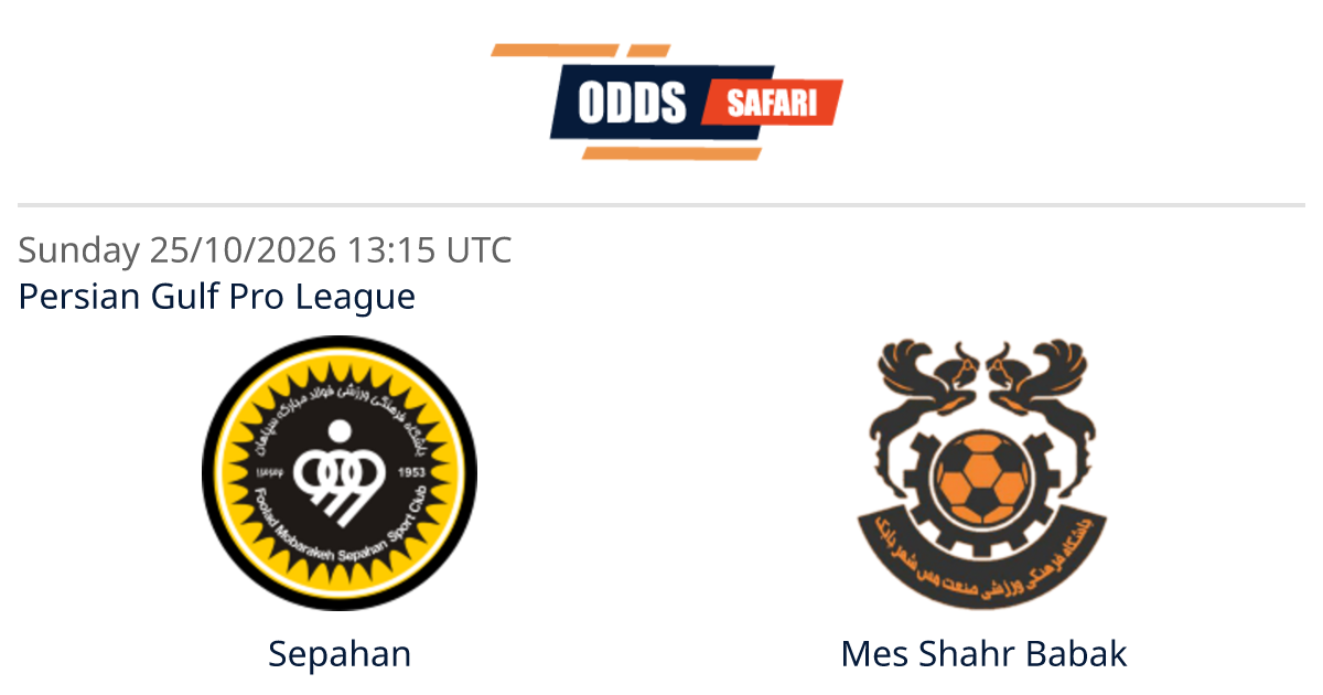 Odds comparison for Sepahan - Mes Shahr Babak / Persian Gulf Pro League ...