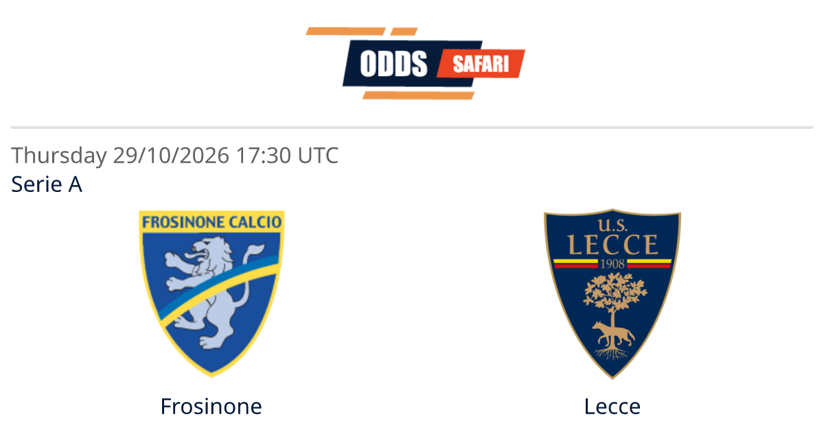 Odds comparison for Frosinone - Lecce / Serie A Soccer at 29/10/26 ...
